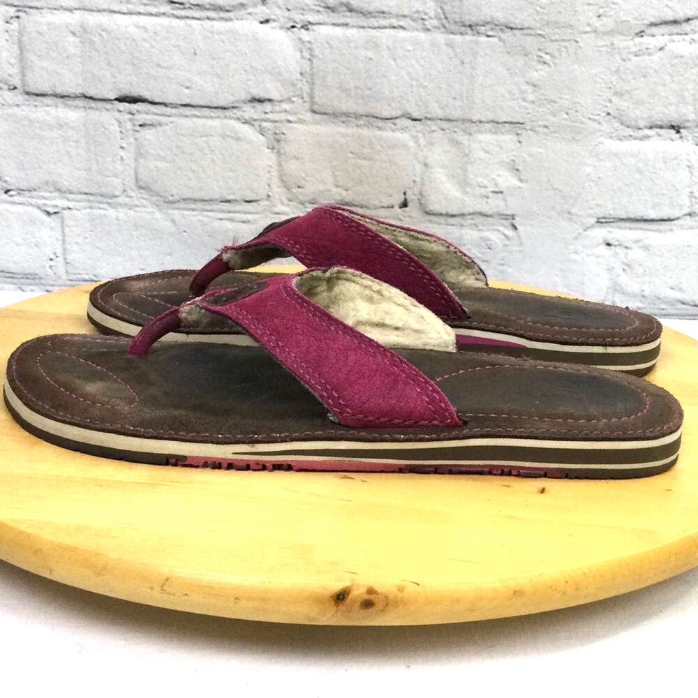 Merrell Fetch Plum Boho Sherpa Coastal Granola Girl Suede Thong Flip Flop 9 - Picture 4 of 9
